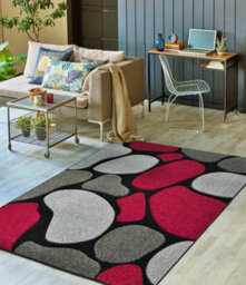Smart Living Modern Hand Carved Multicolour Soft Thick Stone Area Rug - 60X110Cm - Black Red - thumbnail 2