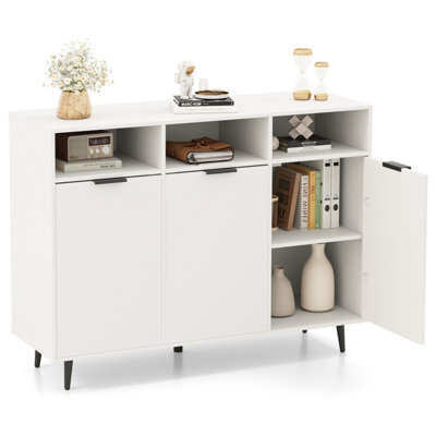 Costway Kitchen Sideboard Buffet Cabinet Coffee Bar Cabinet With 3 Doors White - image 1