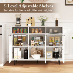 Costway Kitchen Sideboard Buffet Cabinet Coffee Bar Cabinet With 3 Doors White - thumbnail 8