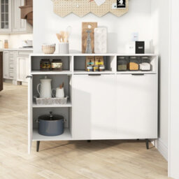 Costway Kitchen Sideboard Buffet Cabinet Coffee Bar Cabinet With 3 Doors White - thumbnail 3