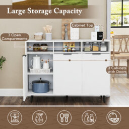 Costway Kitchen Sideboard Buffet Cabinet Coffee Bar Cabinet With 3 Doors White - thumbnail 7