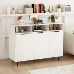Costway Kitchen Sideboard Buffet Cabinet Coffee Bar Cabinet With 3 Doors White - thumbnail 4
