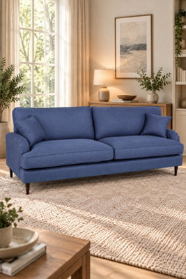 Loft Home Olivia Denim Blue 4 Seater Fabric Sofa - image 1