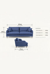 Loft Home Olivia Denim Blue 4 Seater Fabric Sofa - thumbnail 3