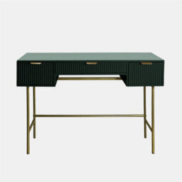 Ohs Ribbed Dressing Table Vanity Makeup Desk With 3 Drawers - Dark Forest Green - thumbnail 4