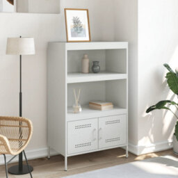 Berkfield Highboard White 68X39X113 Cm Steel - thumbnail 3