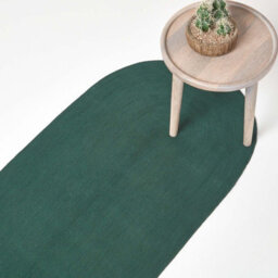 Homescapes Forest Green Handmade Woven Braided Oval Hallway Rug, 66 X 200 Cm - thumbnail 1