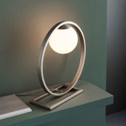 Luminosa Lighting Luminosa Enzo Globe Table Lamp Brushed Silver Finish, Gloss Opal Glass, 1X G9 - thumbnail 5