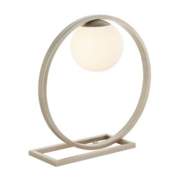 Luminosa Lighting Luminosa Enzo Globe Table Lamp Brushed Silver Finish, Gloss Opal Glass, 1X G9