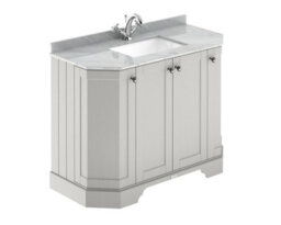 Hudson Reed Floor Standing 4 Door Angled Vanity Unit With 1 Tap Hole Grey Marble Top & Basin, Timeless Sand, 1036 X 470 mm - thumbnail 1