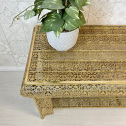 Downton Interiors Light Gold Embossed Metal Coffee Table / Tv Stand - Agadir Range - thumbnail 5