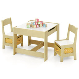 Costway 3-In-1 Activity Table Multipurpose Children Table And Chair Set-Yellow