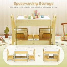 Costway 3-In-1 Activity Table Multipurpose Children Table And Chair Set-Yellow - thumbnail 8