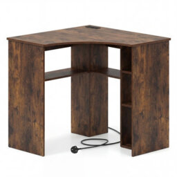 Costway Corner Desk Triangle Computer Desk With Storage Shelves - thumbnail 4