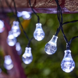 Set Of 100 Solar Powered Orb Bulb String Lights - 15 Lumen Outdoor Garden Festoon Fairy Lighting With Cool White Leds - L21.8M - thumbnail 1