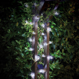Set Of 100 Solar Powered Orb Bulb String Lights - 15 Lumen Outdoor Garden Festoon Fairy Lighting With Cool White Leds - L21.8M - thumbnail 4