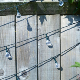 Set Of 100 Solar Powered Orb Bulb String Lights - 15 Lumen Outdoor Garden Festoon Fairy Lighting With Cool White Leds - L21.8M - thumbnail 5