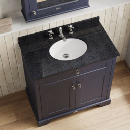 Hudson Reed Floor Standing Two Door Traditional Vanity Unit With 3 Tap Hole Black Marble Top & Basin In Twilight Blue, 820 X 470mm - thumbnail 3