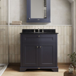 Hudson Reed Floor Standing Two Door Traditional Vanity Unit With 3 Tap Hole Black Marble Top & Basin In Twilight Blue, 820 X 470mm - thumbnail 2