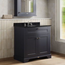 Hudson Reed Floor Standing Two Door Traditional Vanity Unit With 3 Tap Hole Black Marble Top & Basin In Twilight Blue, 820 X 470mm - thumbnail 4