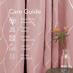 Deconovo Thermal Insulated Blackout Curtains Silver Wave Foil Printed Eyelet Curtains Coral Pink W66 X L54 Inch One Pair - thumbnail 7