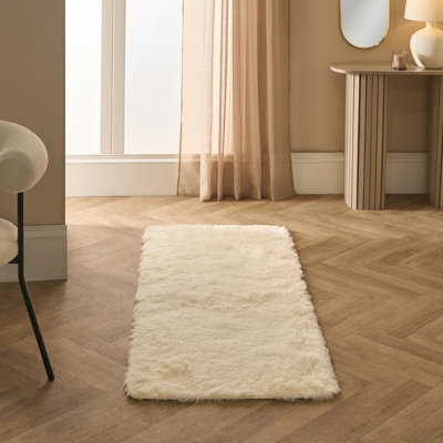 Ohs Soft Fluffy Runner Rug Anti-Slip Floor Mat, Cream - 60 X 150Cm - image 1