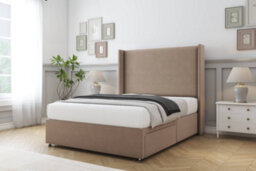 "Sloomy Devonshire Mink Plush Divan Bed Base 2 Drawers Foot-End With 54"" Wingback Headboard 5' King" - thumbnail 3