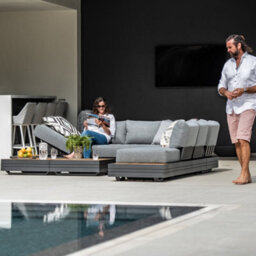 Panama Luxury Outdoor Large Corner Group Set In Washed Grey - thumbnail 4