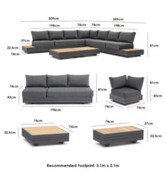 Panama Luxury Outdoor Large Corner Group Set In Washed Grey - thumbnail 6