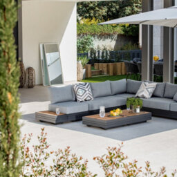 Panama Luxury Outdoor Large Corner Group Set In Washed Grey - thumbnail 3
