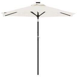 Berkfield Garden Parasol With Steel Pole White 225X225X212 Cm - thumbnail 3