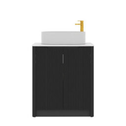 Royal Bathrooms Avenza 700mm Matt Obsidian Black Floor Standing Bathroom Vanity Unit 2 Door With Peak Basin - thumbnail 6