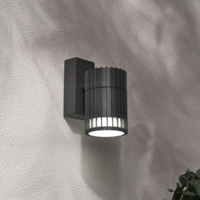CGC Lighting Cgc Lilly Anthracite Dark Grey Ribbed Gu10 Down Outdoor Wall Light Ip65 - image 1