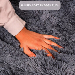 Aspire Homeware Non-Slip Grey Shaggy Rug Soft Fluffy Washable Floor And Kitchen Rug, (L)110Cm X (W)60Cm - thumbnail 3