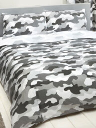 Grey Army Camouflage Reversible Double Duvet Cover And Pillowcase Set - thumbnail 1