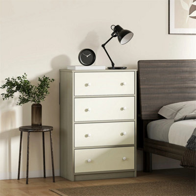 Chest Of Drawers, 4 Drawer Dresser For Bedroom, White And Grey - image 1