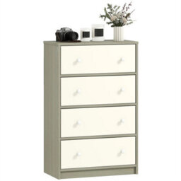 Chest Of Drawers, 4 Drawer Dresser For Bedroom, White And Grey - thumbnail 7