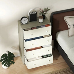 Chest Of Drawers, 4 Drawer Dresser For Bedroom, White And Grey - thumbnail 4