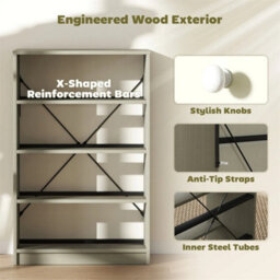 Chest Of Drawers, 4 Drawer Dresser For Bedroom, White And Grey - thumbnail 3