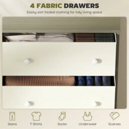 Chest Of Drawers, 4 Drawer Dresser For Bedroom, White And Grey - thumbnail 5