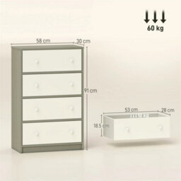 Chest Of Drawers, 4 Drawer Dresser For Bedroom, White And Grey - thumbnail 2
