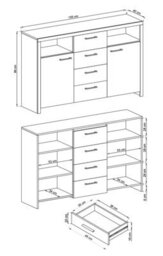 Arte Elegant Sky Sideboard Cabinet H960mm W1550mm D400mm In Riviera Oak - Versatile Storage Solution - thumbnail 3