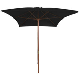 Berkfield Elegant Outdoor Parasol With Wooden Pole Black 200X300 Cm - thumbnail 1