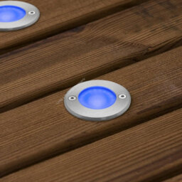 Long Life Lamps Company 1W Led Recessed Outdoor Ground Light Round Blue Brushed Chrome Walkover Uplighter Gl08B - thumbnail 9