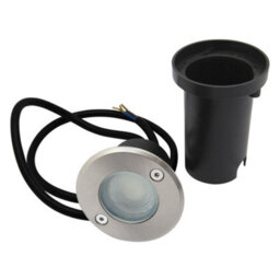 Long Life Lamps Company 1W Led Recessed Outdoor Ground Light Round Blue Brushed Chrome Walkover Uplighter Gl08B - thumbnail 4