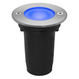 Long Life Lamps Company 1W Led Recessed Outdoor Ground Light Round Blue Brushed Chrome Walkover Uplighter Gl08B