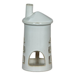 Hill Interiors Rhea Medium Lighthouse Tealight Candle Holder - Ceramic - L11 X W11 X H23 Cm - White - thumbnail 3