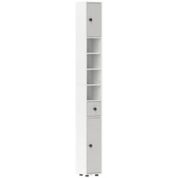 Kleankin Slim Bathroom Cabinet, Toilet Roll Storage W/ Shelves, Light Grey - thumbnail 2