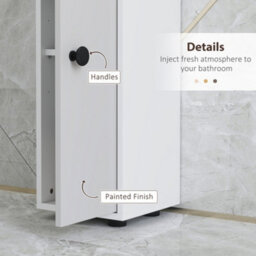 Kleankin Slim Bathroom Cabinet, Toilet Roll Storage W/ Shelves, Light Grey - thumbnail 6