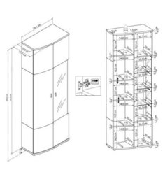 Arte Elegant Dera 12 Tall Display Cabinet H2000mm W700mm D380mm - Oak Artisan & Graphite Grey - thumbnail 5